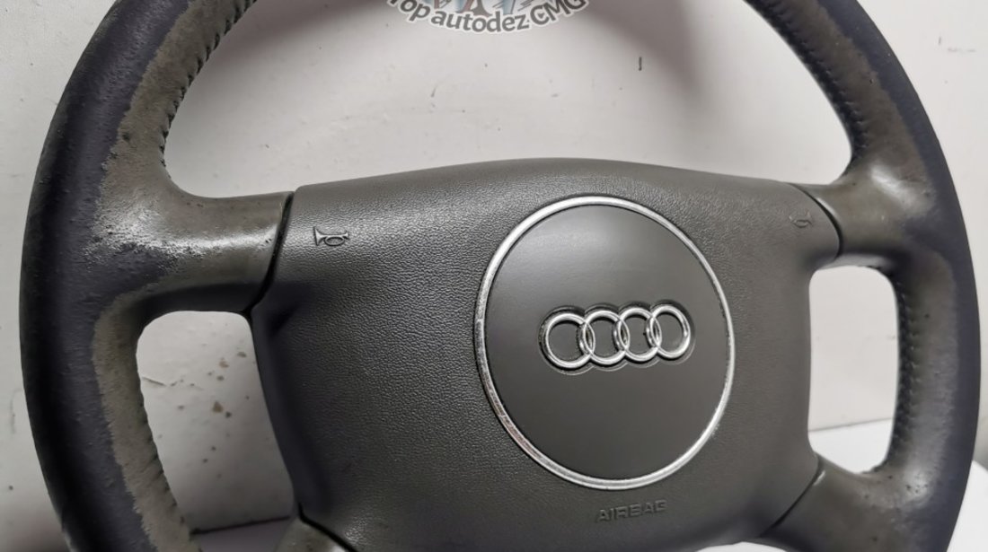 Volan Audi A4 B6 gri cu airbag imbracat in piele