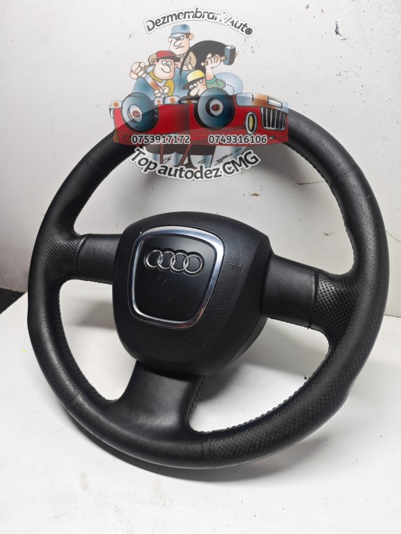 Volan Audi A4 B7 A6 C6 S line 3 spite imbracat în piele cu airbag
