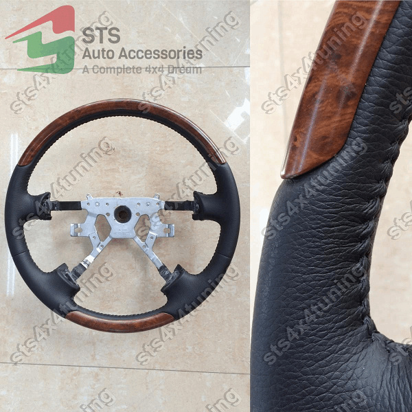 VOLAN PENTRU NISSAN PATROL GU4 Y61 2005-2025 LWD/BK-LTR [LEMN+PIELE]