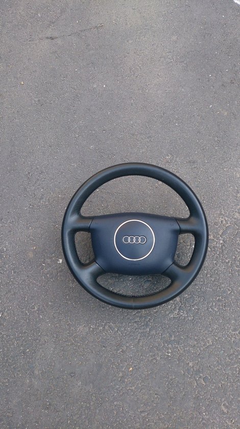 Volan Piele + Airbag AUDI A2 A3 A4 A6 A8 piele model 4 spite ALBASTRU INCHIS