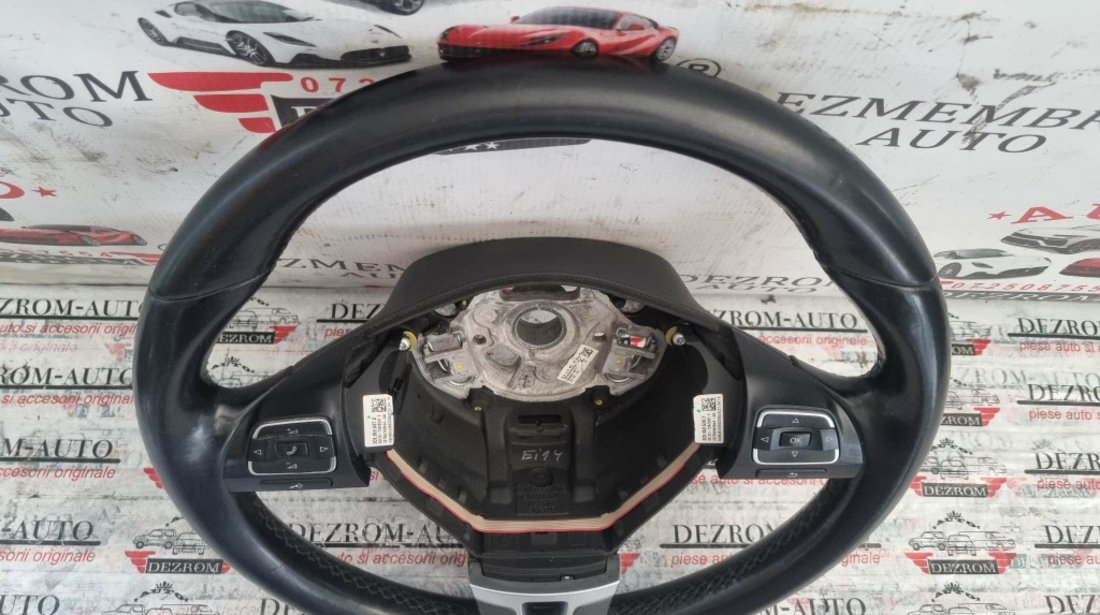 Volan piele cu comenzi in 3 spite VW Jetta Mk6 cod piesa : 3C8419091BC