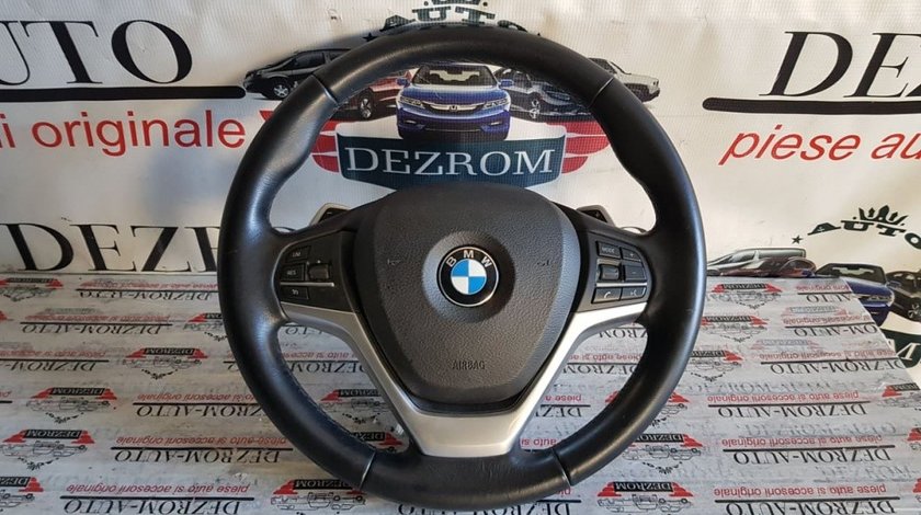 Volan piele cu comenzi, padele, vibratii pentru Lane Assist + airbag BMW X5 F15 cod piesa : 686534502