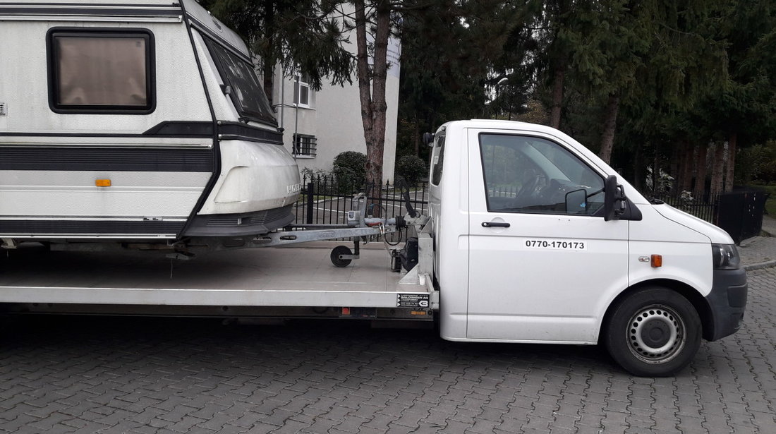 Volkswagen Transporter T5.1, EURO 5, platforma XXXL- 6,5x2,5 metri, special pentru transport rulote