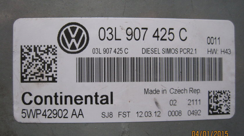 VW Golf 6, Engine control unit, ECU - 03L 907 425 C