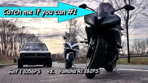 VW Golf Mk1 de 1056 cp vs. Yamaha R1 de 182 cp: pe cine pariezi?
