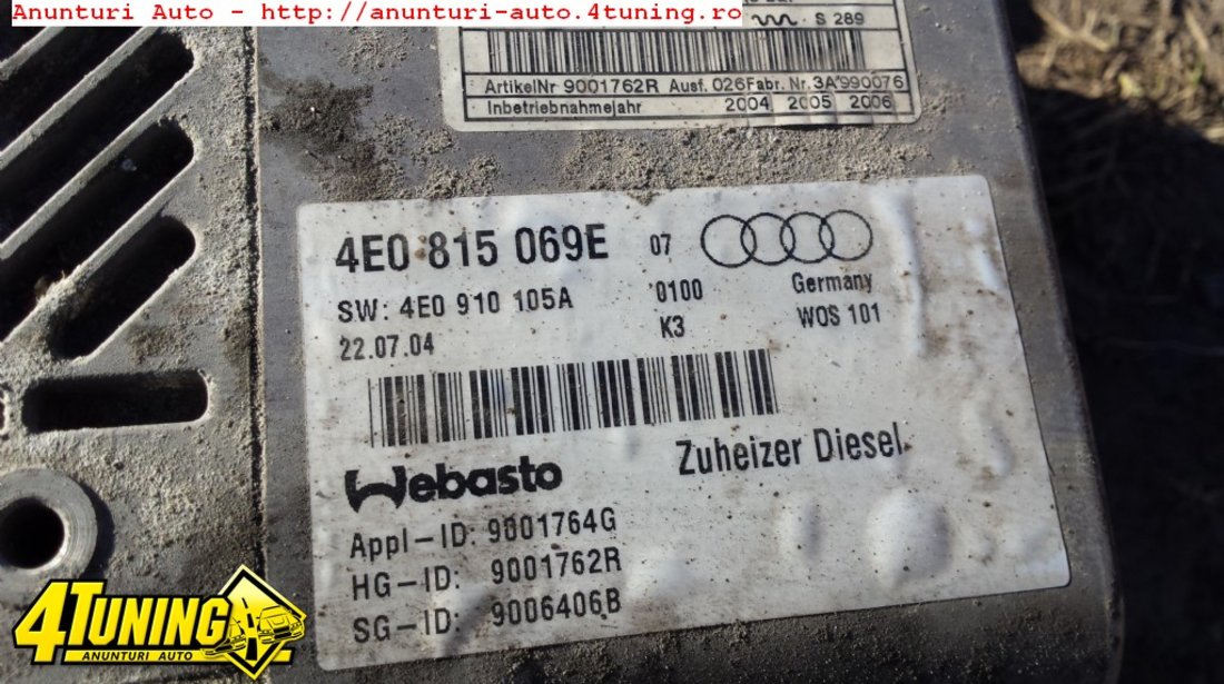 Webasto AUDI A8 4E 3.0 tdi 2003 2004 2005 2006 2007 2008