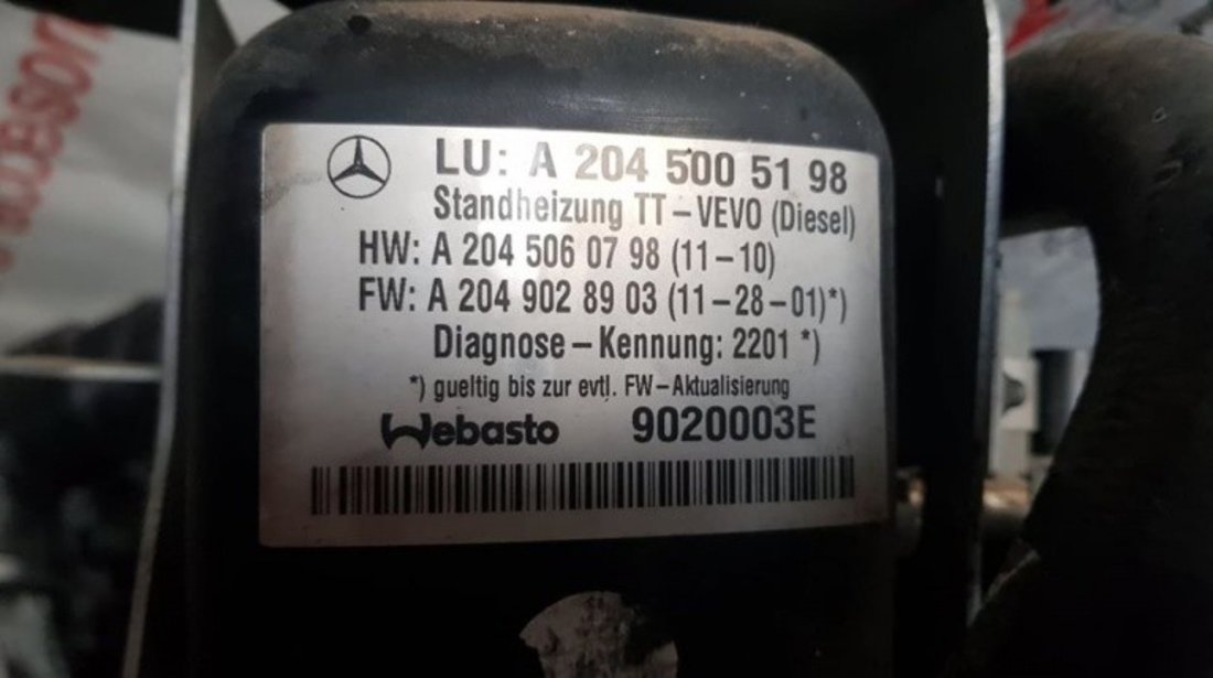 Webasto / Pompa incalzire auxiliara Mercedes-Benz C-Class S204 cod piesa : A2045005198