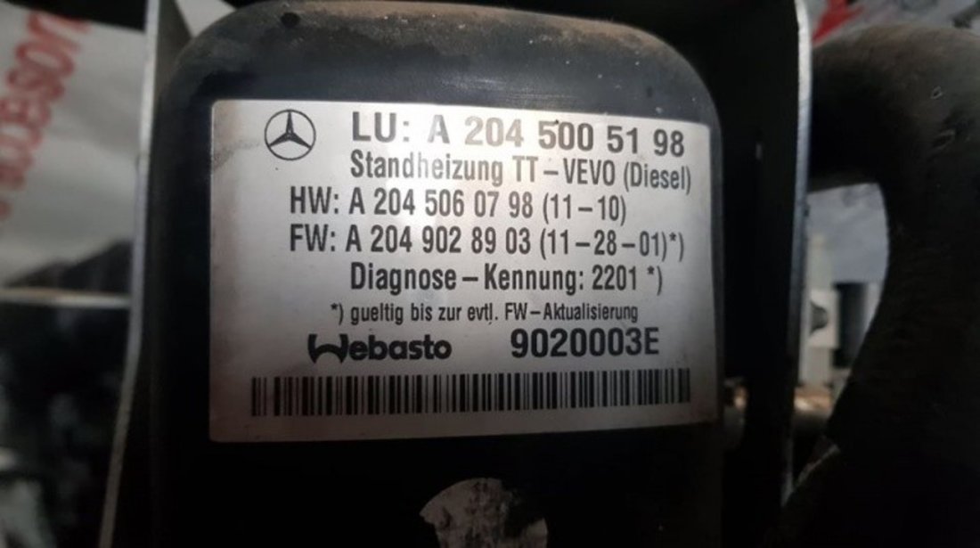 Webasto / Pompa incalzire auxiliara Mercedes-Benz GLK X204 cod piesa : A2045005198