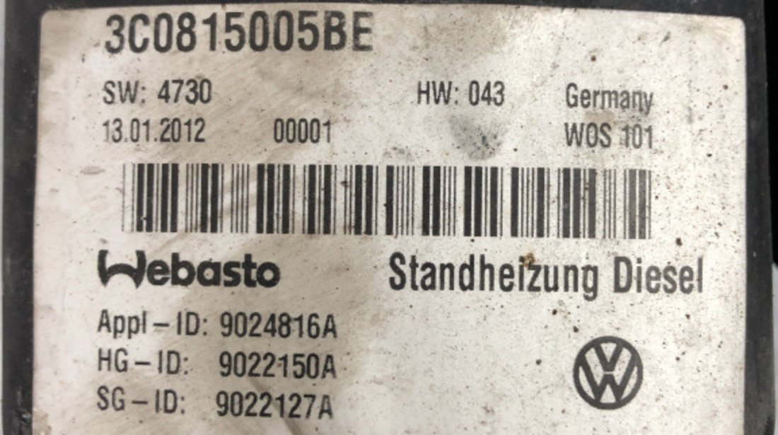 Webasto VW Passat B7 2.0TDI DSG 4motion 170cp sedan 2013 (3C0815005BE)