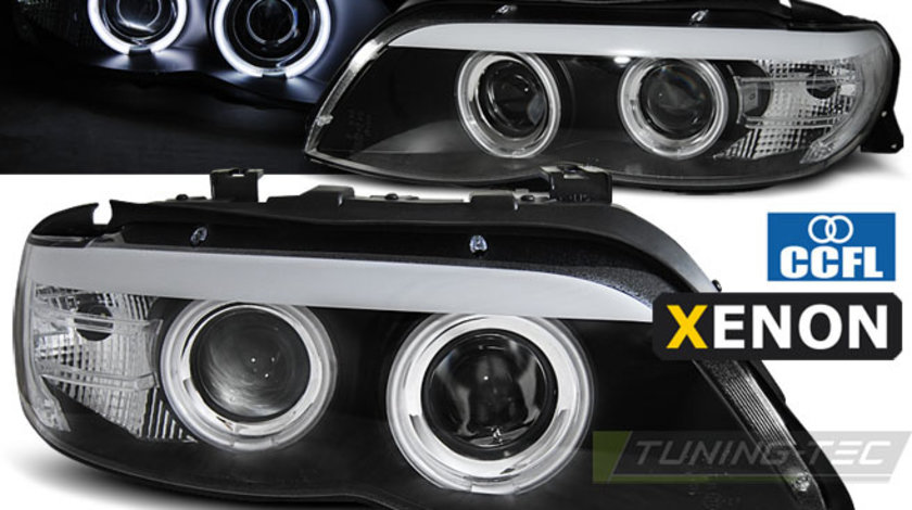 XENON Faruri ANGEL EYES CCFL BLACK compatibila BMW X5 E53 11.03-06