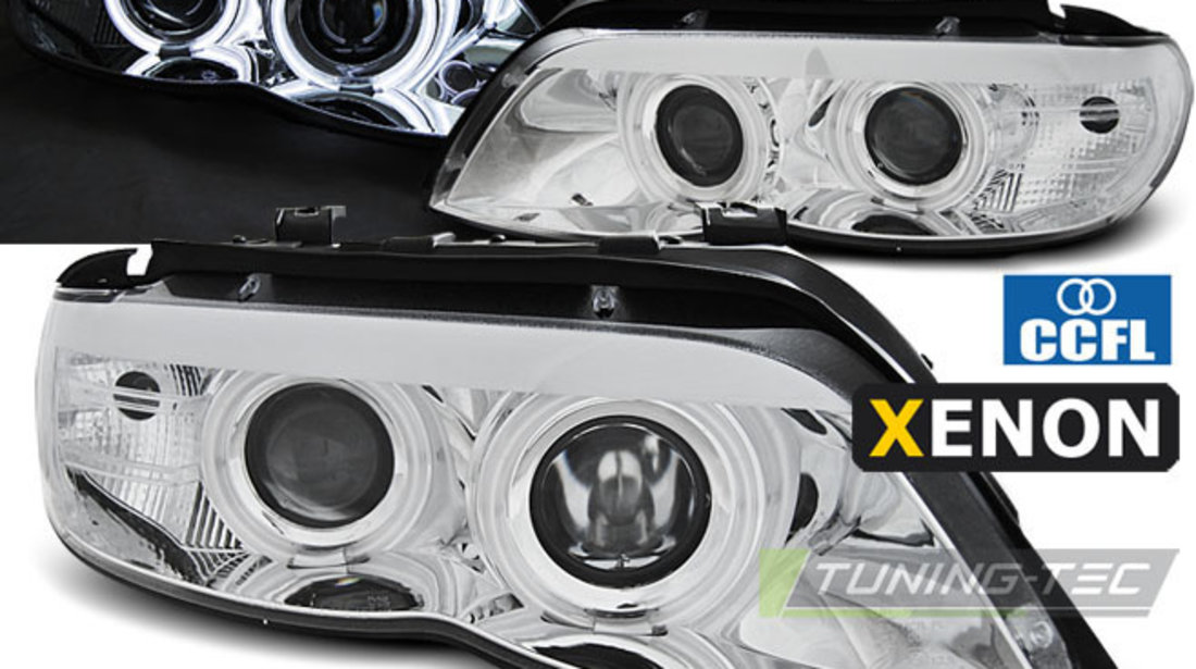 XENON Faruri ANGEL EYES CCFL Crom look compatibila BMW X5 E53 11.03-06