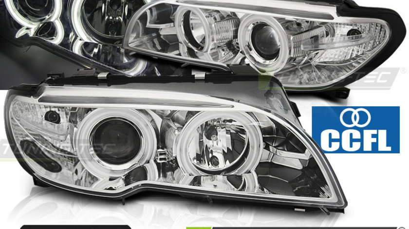 XENON Faruri ANGEL EYES CCFL Crom look compatibila BMW E46 04.03-06 COUPE CABRIO