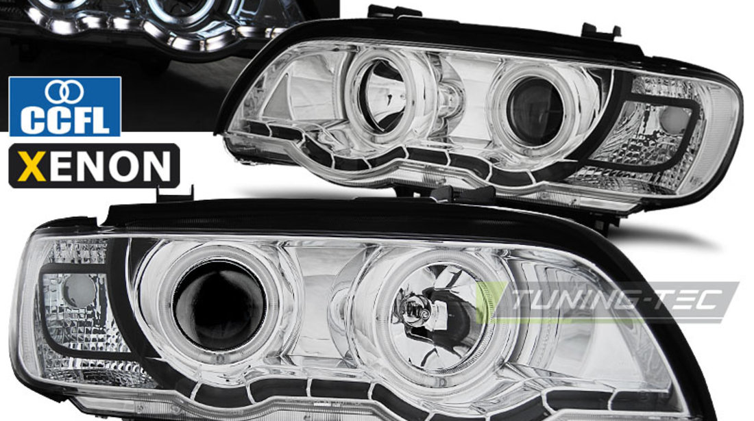 XENON Faruri ANGEL EYES Crom look compatibila BMW X5 E53 09.99-10.03