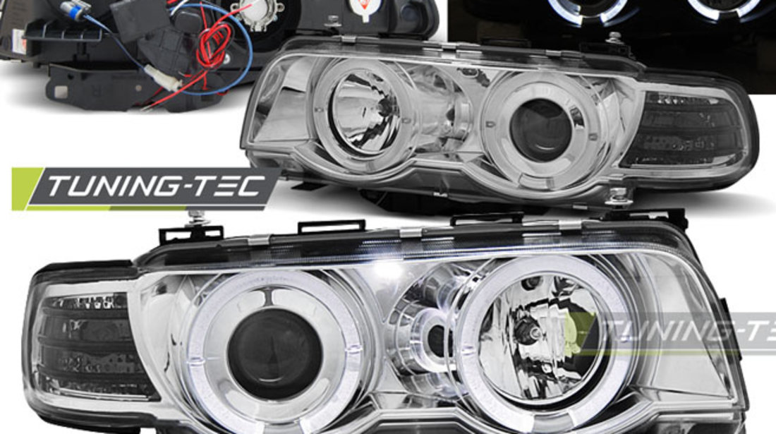 XENON Faruri ANGEL EYES Crom look compatibila BMW E38 09.98-07.01