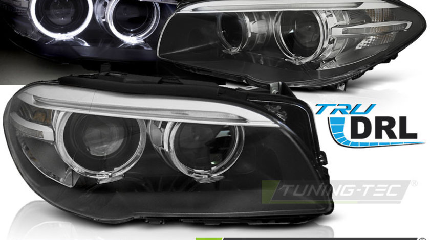 XENON Faruri ANGEL EYES LED DRL BLACK compatibila BMW F10,F11 10-07.13