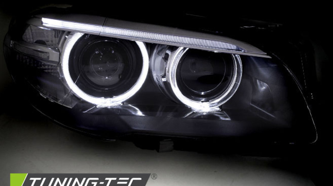 XENON Faruri ANGEL EYES LED DRL BLACK compatibila BMW F10,F11 10-07.13