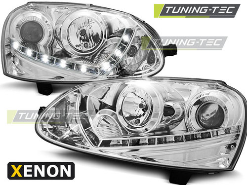 XENON Faruri DAYLIGHT Crom look compatibila VW GOLF 5 03-08