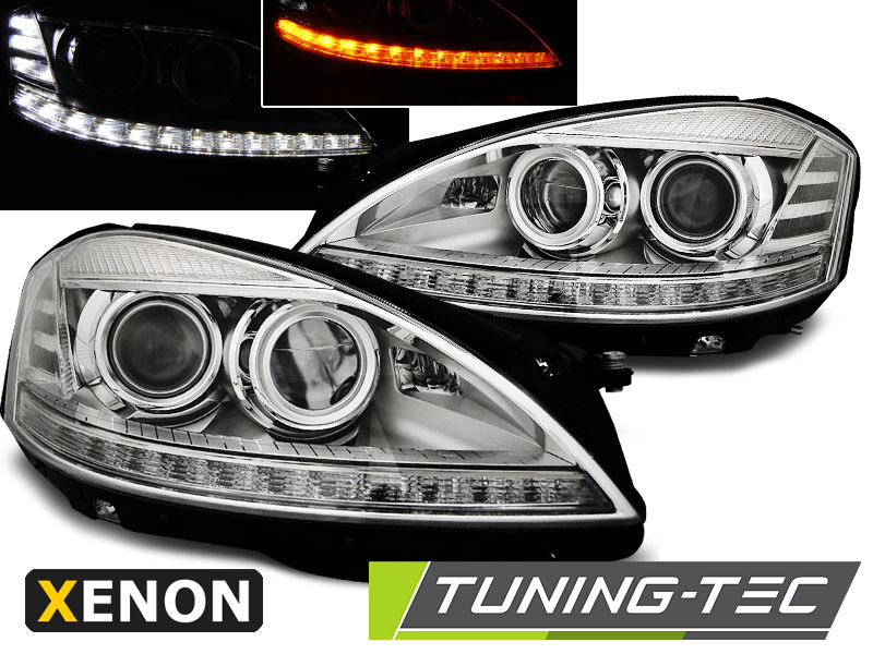 XENON Faruri DAYLIGHT Crom look compatibila MERCEDES W221 05-09