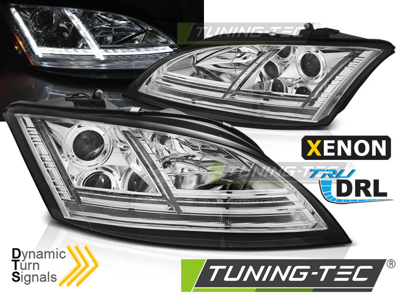 XENON Faruri LED DRL Crom look SEQ compatibila AUDI TT 06-10 8J