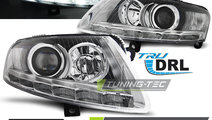 XENON Faruri TRUE DRL Crom look compatibila AUDI A...