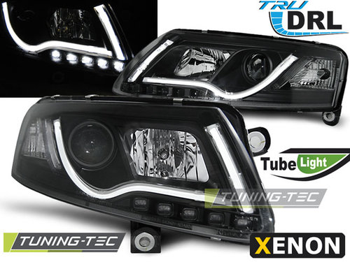 XENON Faruri TUBE LIGHT DRL BLACK compatibila AUDI A6 C6 04-08