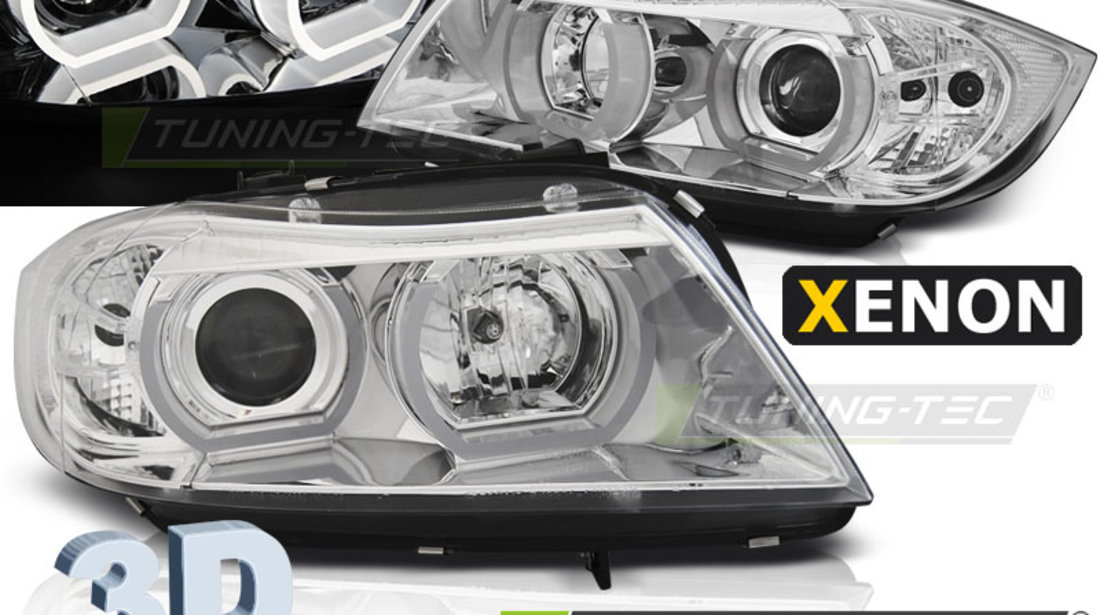 XENON Faruri U-LED LIGHT 3D Crom look compatibila BMW E90/E91 03.05-08.08