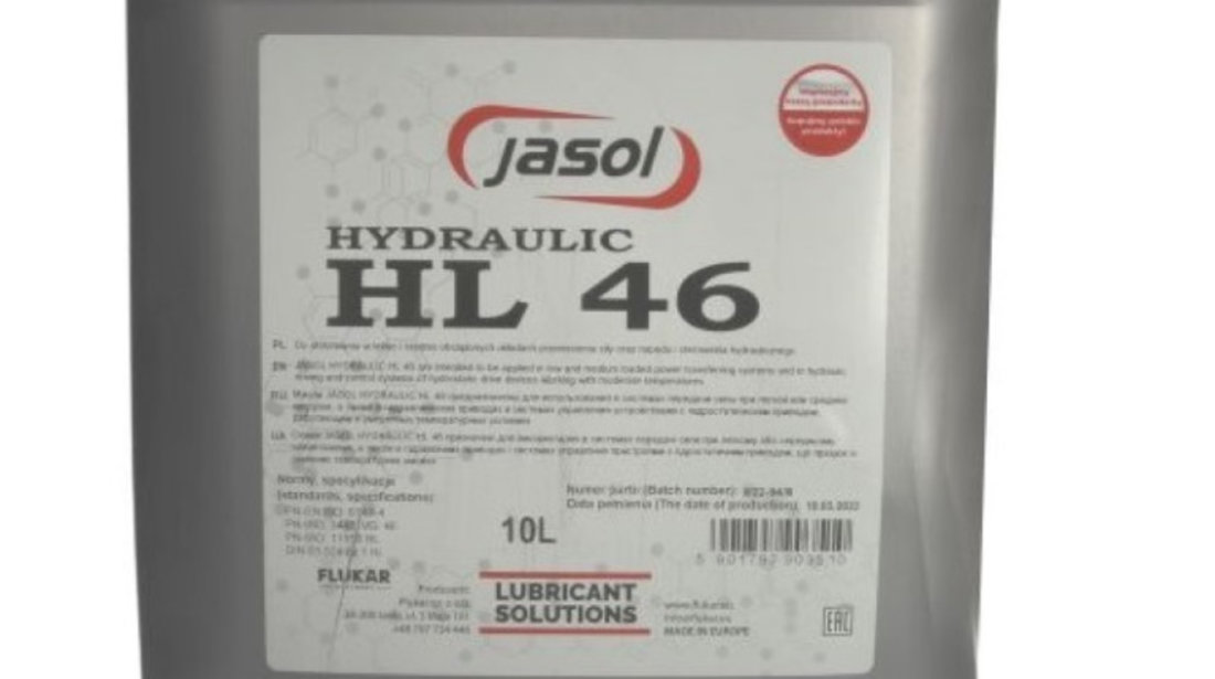 Y-JAS HYDRA HL 46 10L Ulei hidraulic H46 10 litri