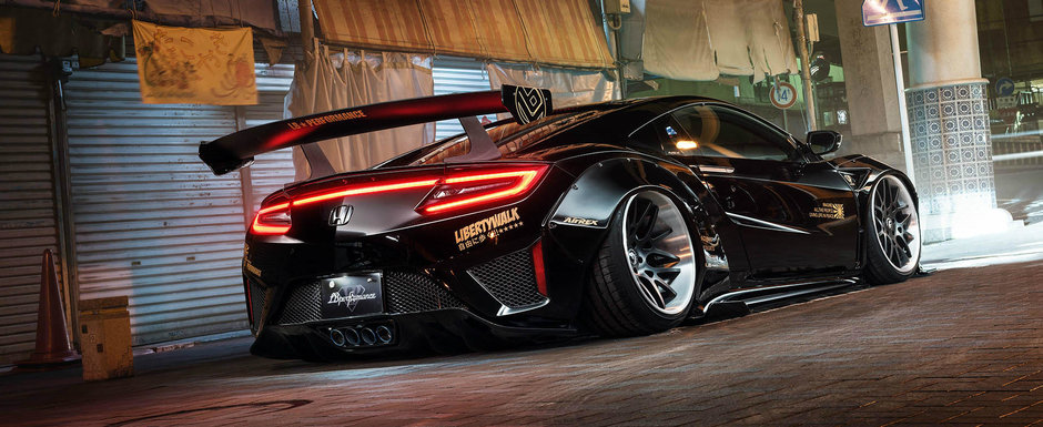 Zici ca-i scos din Need for Speed. Acest NSX cu pachet Liberty Walk atrage privirile si invidia tuturor